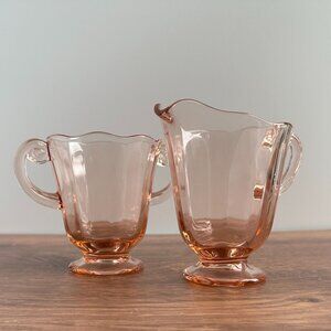 Fostoria Fairfax Pink Depression Glass Creamer & Sugar